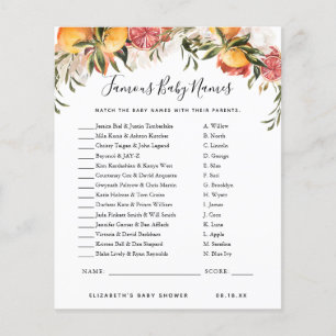 Noms de bébé célèbres   Jeu de Baby Shower