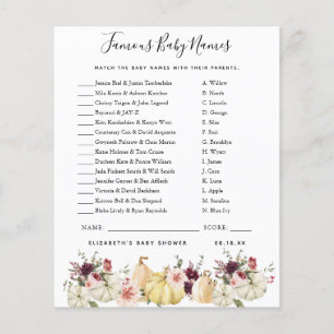 Noms de bébé célèbres   Jeu de Baby Shower
