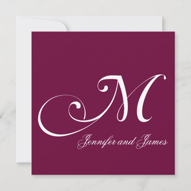 Noms de Bourgogne Monogramme M Invitations de mari (Devant)