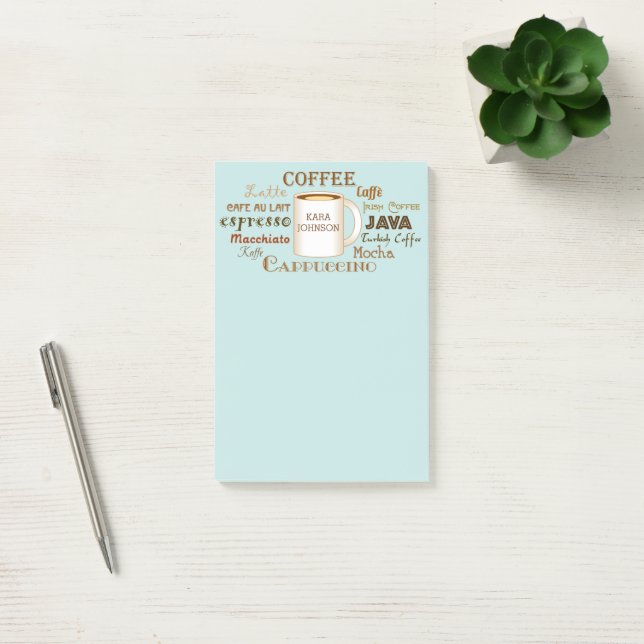 Noms de café Aqua Post-It personnalisés Notes (Bureau)