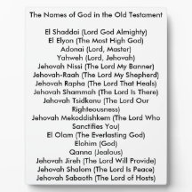 Noms de Dieu 8 x 10 Tabletop Plaque photo