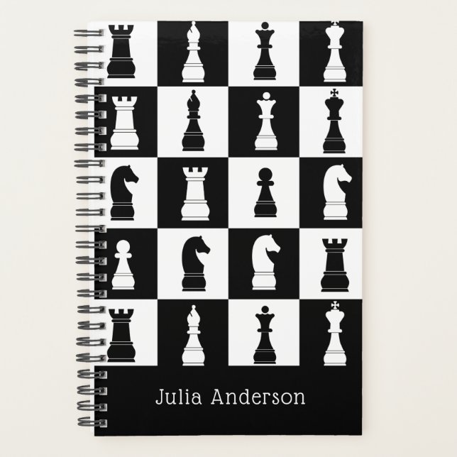 Noms de figures de jeu d'échecs motif noir et blan (Devant)