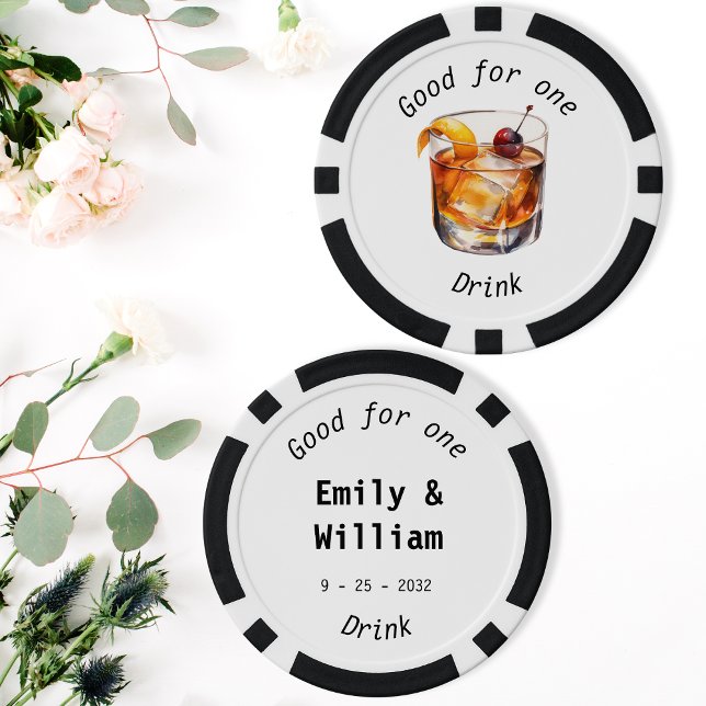 Noms de jeton de boisson moderne Mariage de date (Modern Drink Token Names Date Wedding)