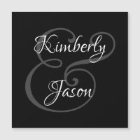 Noms de lui & d'elle en script DIY, blanc et gris