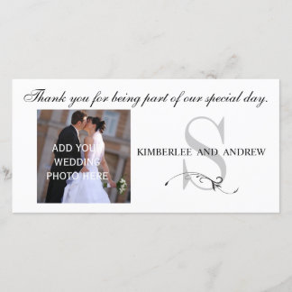 Noms de monogramme de Merci Mariage noir Carte pho