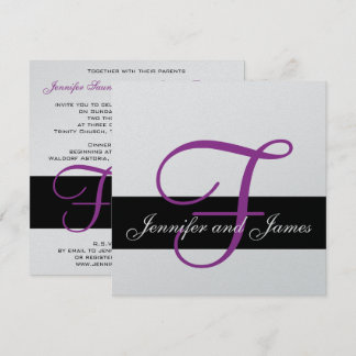 Noms de monogramme Faire-part de mariage argenté p