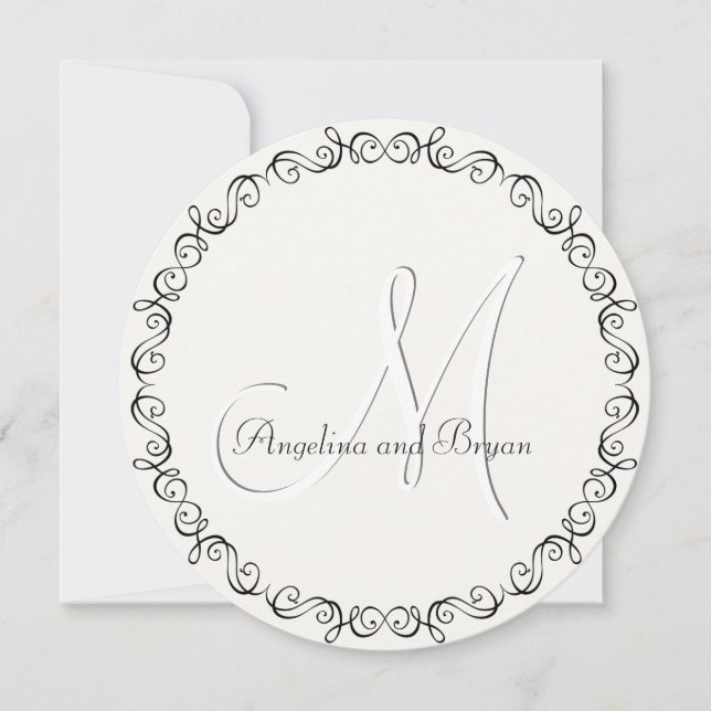 Noms de monogramme Faire-part de mariage simple (Devant)