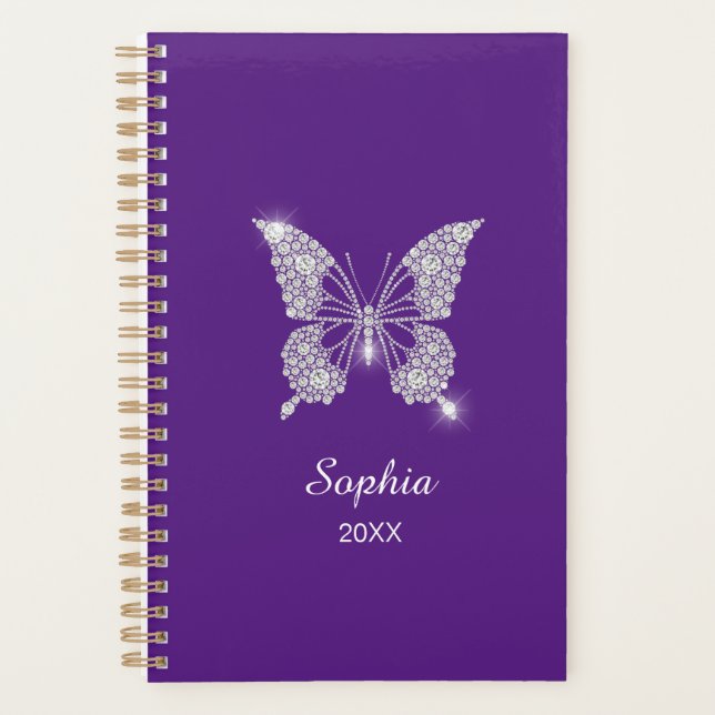 Noms de papillon de script de diamants blancs, vio (Devant)