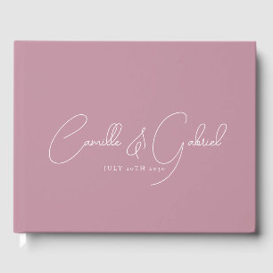Noms de script blanc Livre d'or de mariage rose po