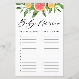 Noms des bébés pamplemousse Alphabet Baby shower J