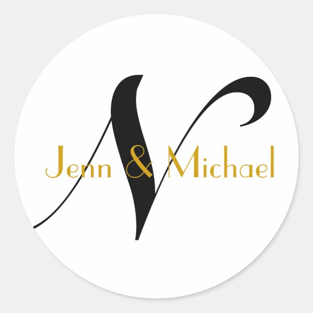 Noms des mariées mariages Monogramme N Sticker Or (Devant)