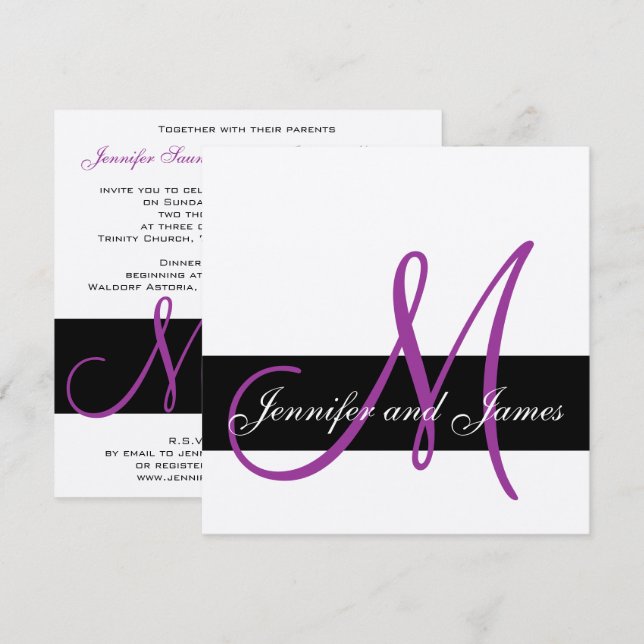 Noms des monogrammes de Faire-part de mariage d'ar (Devant / Derrière)