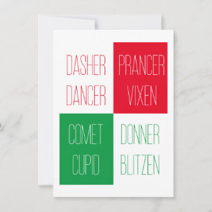 NOMS DES RÉINDEURS Carte de Noël plate 4.25x6.25