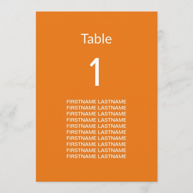 Noms d'hôtes Carte de table orange brillante moder (Devant)