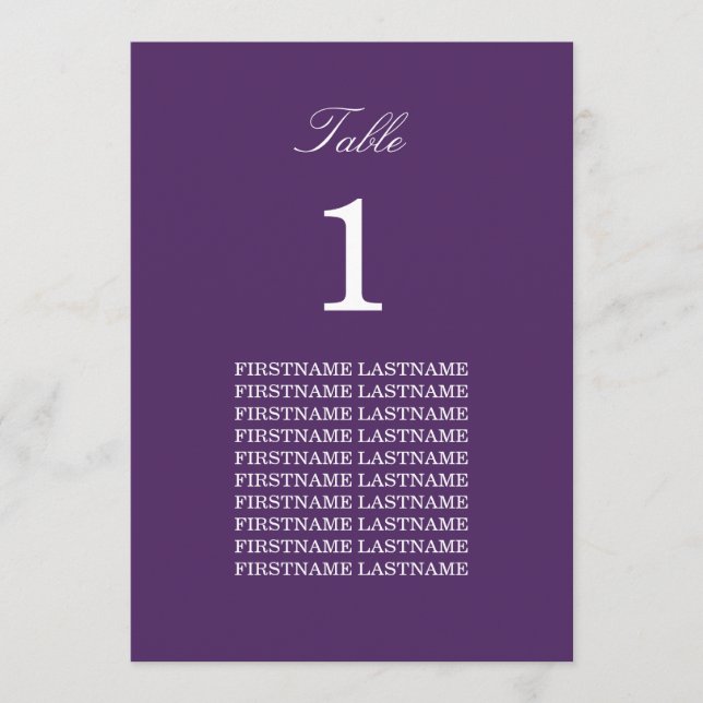 Noms d'invités Carte de table pourpre foncé (Devant)