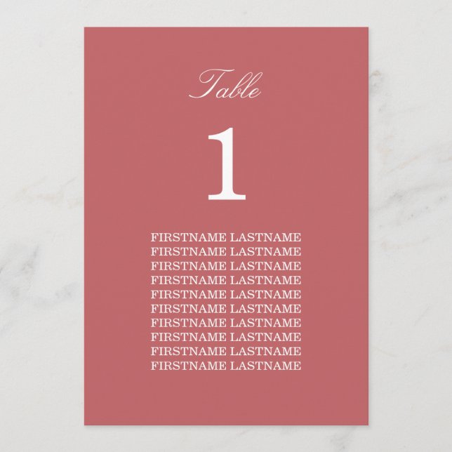 Noms d'invités Carte de table rose Rose Dusty (Devant)