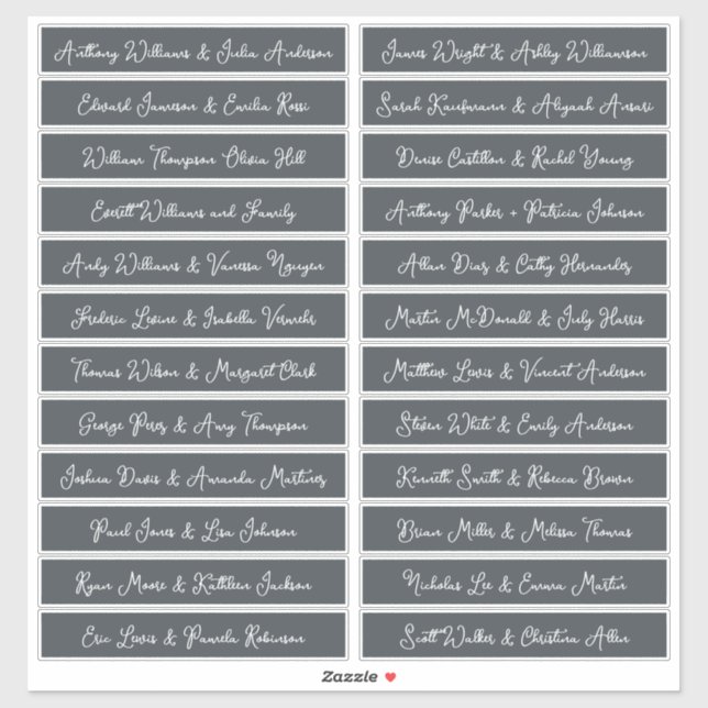 Noms d'invités de script manuscrits Étiquettes Off (Feuille)