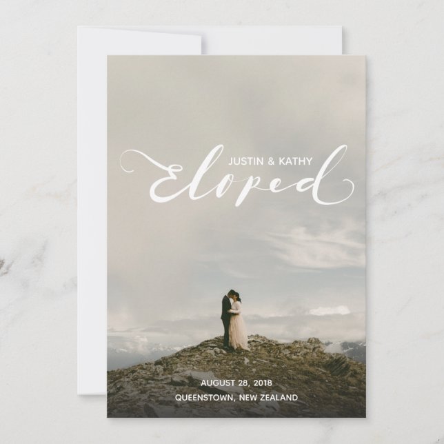 Noms Elopés Mariage Faire-part Post-Parti (Devant)