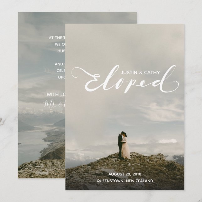 Noms Elopés Personnalisés Faire-part de mariage (Devant / Derrière)