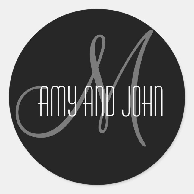 Noms et Sticker Mariage Monogramme initial noir (Devant)