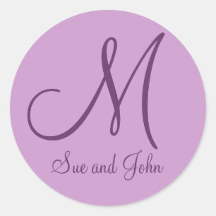 Noms Monogramme Mauve Mariage Faveur Stickers