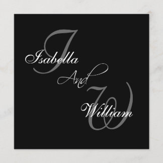 Noms noirs Initiales Invitations de mariage