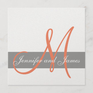 Noms oranges gris de monogramme du faire-part de