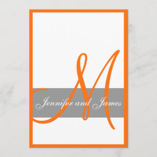 Noms oranges gris de monogramme du faire-part de