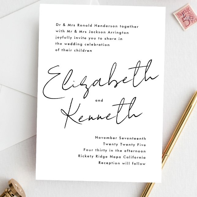 Noms personnalisés Black White Budget Wedding Invi (Créateur téléchargé)