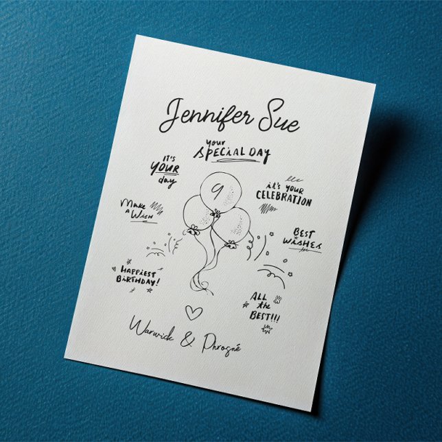 Noms personnalisés Doodon moderne Balloon Carte d' (Créateur téléchargé)