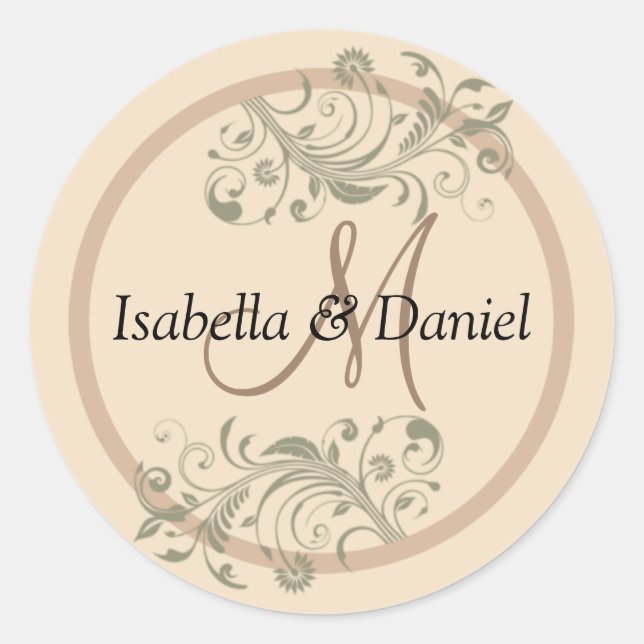 Noms Stickers Cadeau Mariage Monogram Bride Groom (Devant)