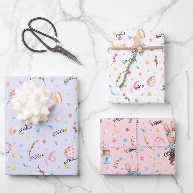 Noms WP | 3 feuilles colorées 19x29 Motifs de Pâqu (Recto)