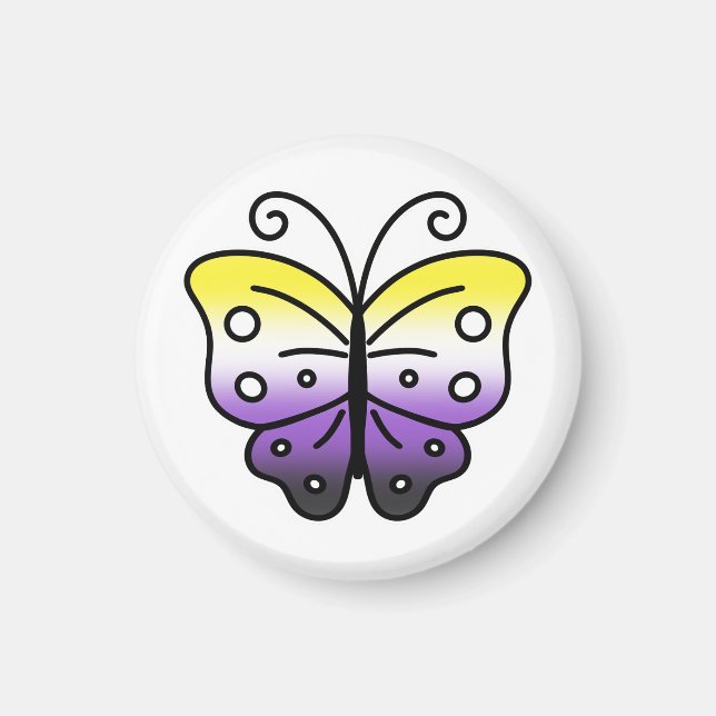 Nonbinary Pride Butterfly Magnet (Devant)