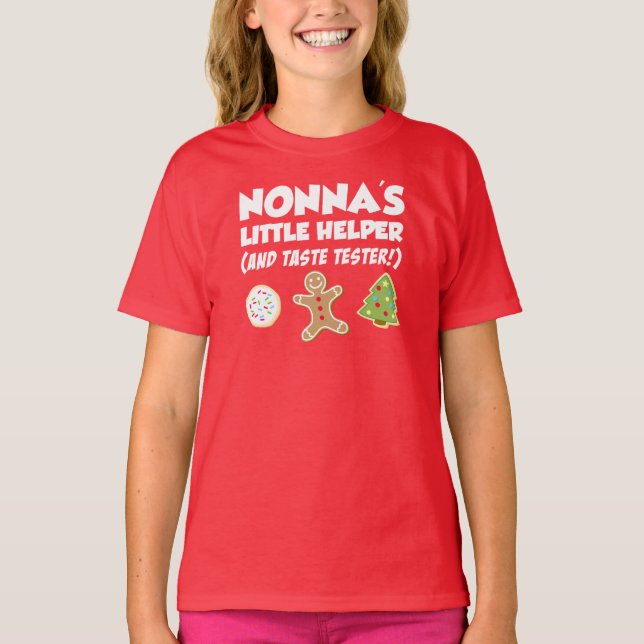 Nonna's Little Helper Christmas Cookies T-Shirt (Devant)
