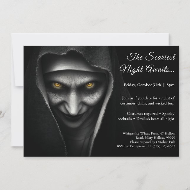 Nonne hantée | Invitation du Costume d'Halloween (Devant)