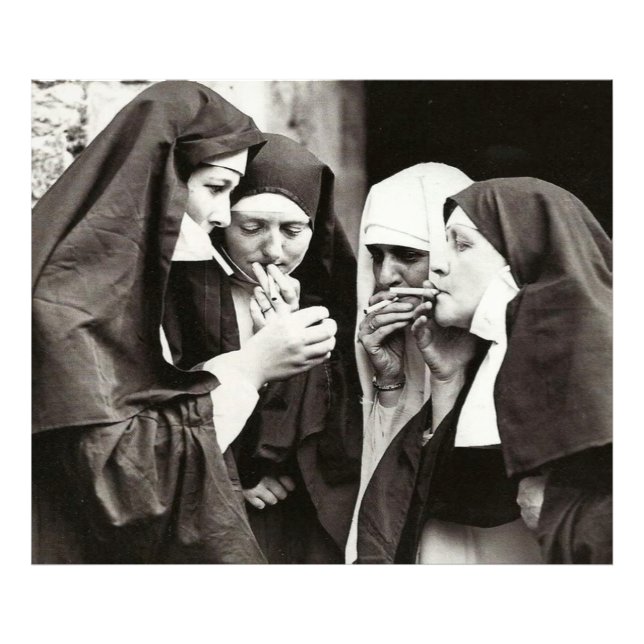 Nonnes fument Photographie vintage (Devant)