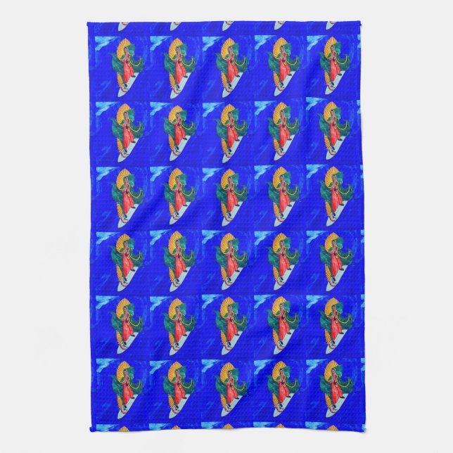nonnes surfeurs sur la grande serviette bleue vagu (Vertical)