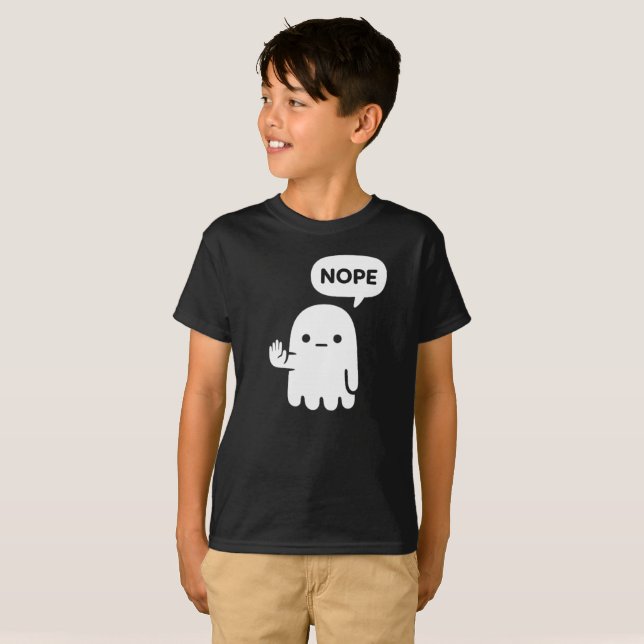 Nope Ghost | T-shirt drôle et minimal pour enfants (Devant entier)
