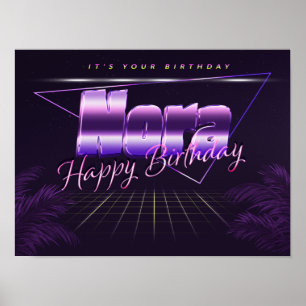 Nora Nom Vorname lila retro Poster Geburtstag