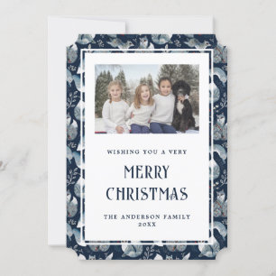 Nordic Fox Blue Photo Joyeuse carte de Noël