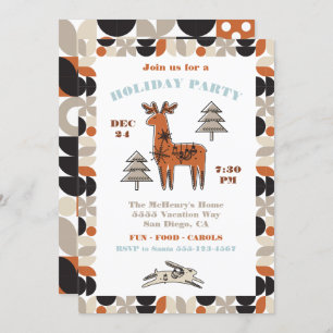 Nordic Mod Reindeer Fête Invitation
