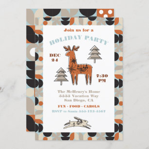 Nordic Mod Reindeer Fête Invitation