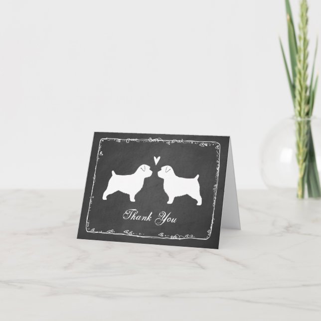 Norfolk Terrier Silhouettes Mariage Merci (Devant)