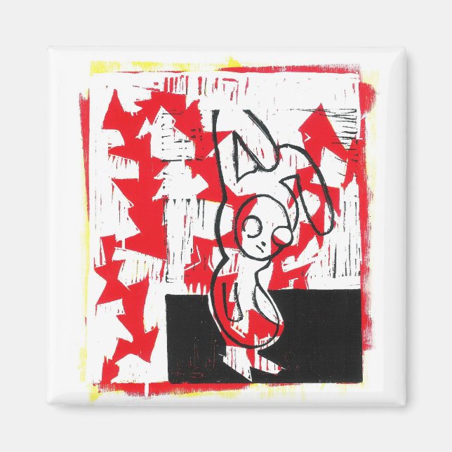 Norman the Bunny Magnet Carré (rouge) (Devant)