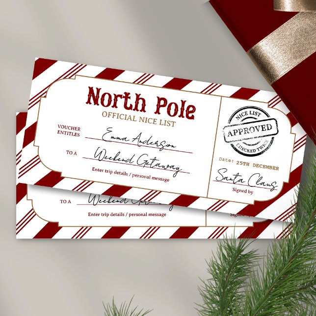 North Pole Christmas Gift Voucher Nice List Ticket (Créateur téléchargé)