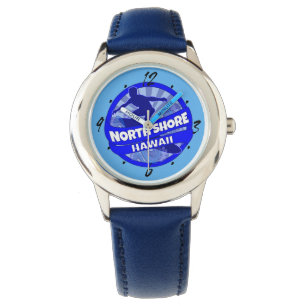 North Shore Hawaii logo bleu surfer montre poignet