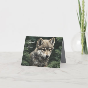 North Woods Wolf Cub plié Carte de remerciements