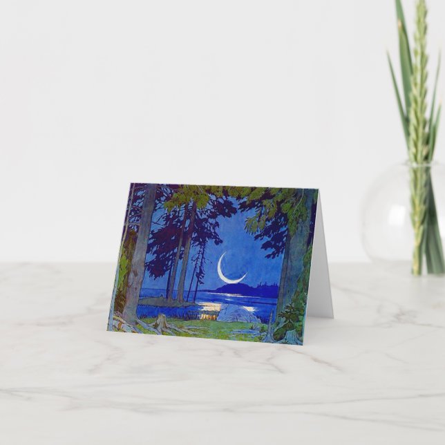 Northwoods Moon Blank Invitation Note Card (Devant)