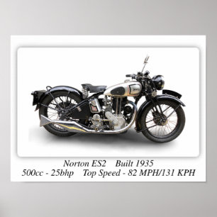 Norton ES2 Motorcycle - A3 Taille Imprimer Poster