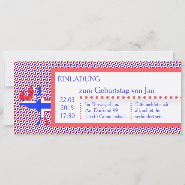 Norvège Allemagne Invitation (Dos)